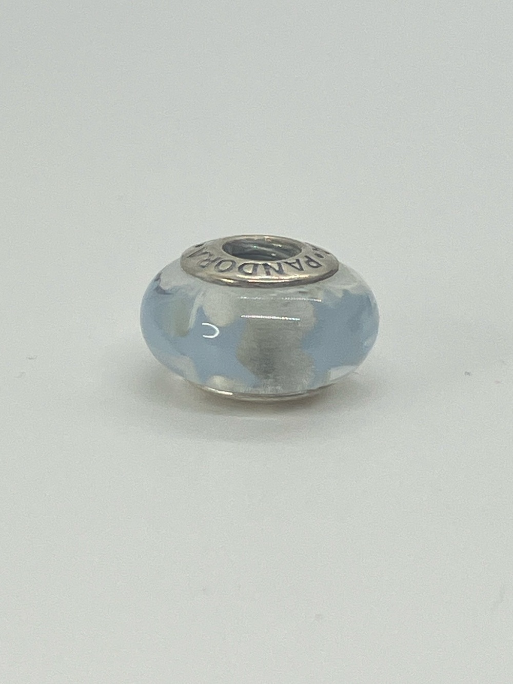 Pandora 925 ALE Murano Periwinkle Stars Charm  Light Blue & White Glass | 790904